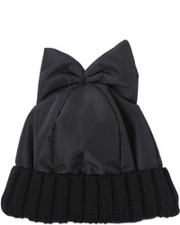 Federica Moretti Padded Nylon Beanie Hat With Bow