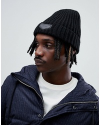 Antony Morato Knitted Beanie In Black With Logo