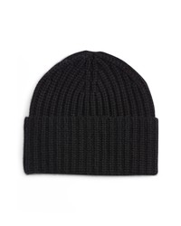 Open Edit Rib Wool Cashmere Beanie In Black At Nordstrom