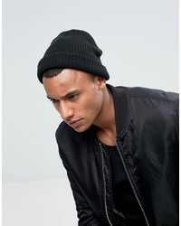 New Look Ribbed Beanie In Black