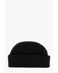 Boohoo Ribbed Knit Short Fit Beanie With Turn Up