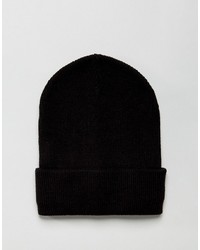Asos Slouchy Beanie With Turn Up In Black