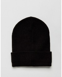 Asos Slouchy Beanie With Turn Up In Black