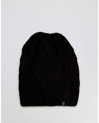 Esprit Slouchy Cable Knit Beanie In Black