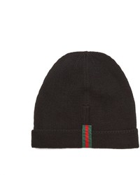 Gucci Web Trimmed Wool Beanie Hat