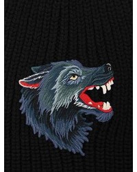 Gucci Wolf Patch Wool Knit Beanie