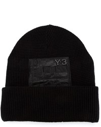 Y-3 Logo Patch Ribbed Beanie Hat