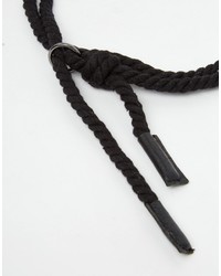 Asos Brand Rope Belt In Black