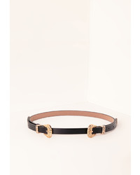 Missguided Gold Double Buckle Western Belt Black