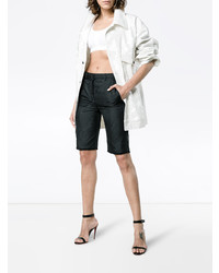 Off-White High Waisted Long Moir Tailored Shorts