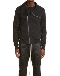 Rick Owens Asymmetric Zip Organic Cotton Jacket In Black At Nordstrom