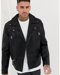 New Look Biker Jacket With Zip Detail In Black