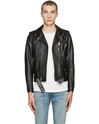 Saint Laurent Black Blood Luster Biker Jacket