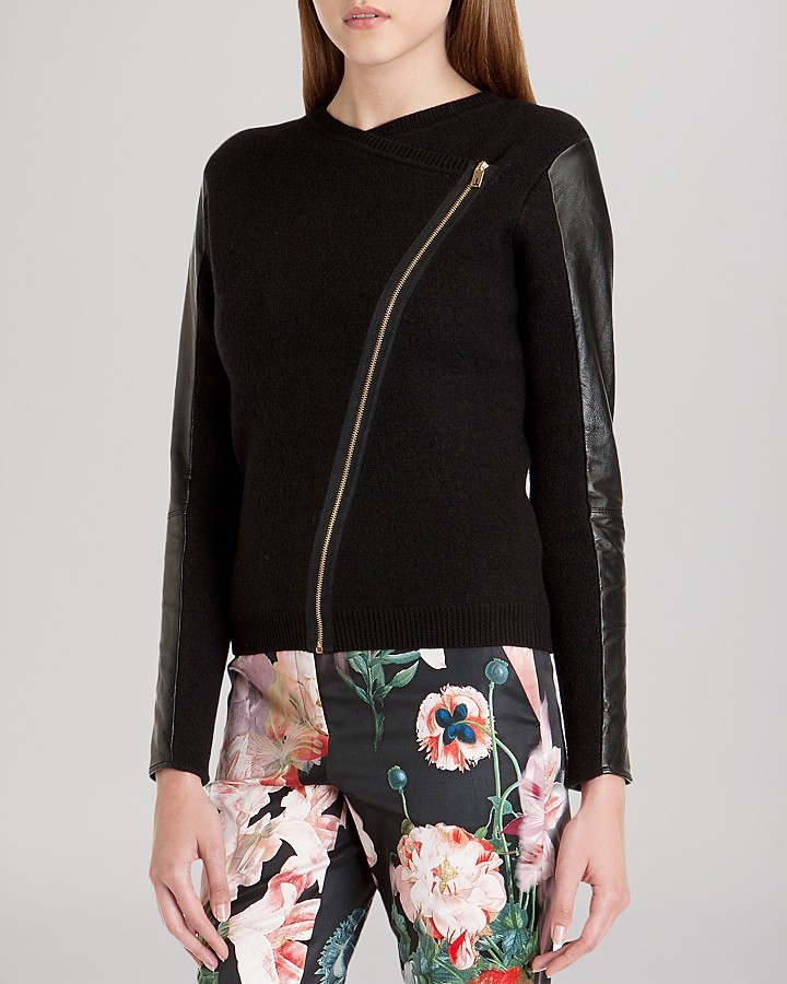 ted baker leather sleeve coat