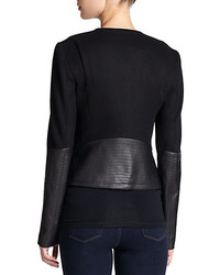 Theory Joean Leather Paneled Knit Moto Jacket