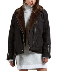 Volcom Perfect Stone Faux Fur Lined Moto Jacket