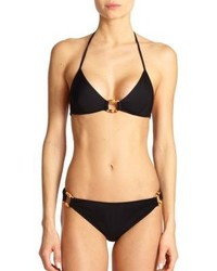Milly Italian Solid Bamboo Detailed Triangle Bikini Top