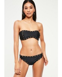 Missguided Black Stud Detail Bandeau Bikini Set
