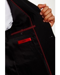 Hugo Boss Adris Black Solid Two Button Notch Lapel Wool Jacket