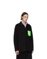 Harris Wharf London Black And Green Polaire Dropped Shoulders Jacket