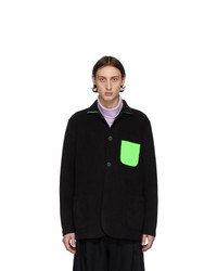 Harris Wharf London Black And Green Polaire Dropped Shoulders Jacket