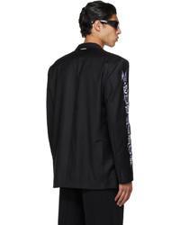 Vetements Black Embroidered Gothic Logo Blazer