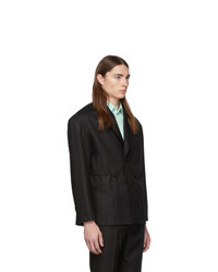 Eckhaus Latta Black Gloss Drawcord Blazer