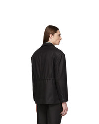 Eckhaus Latta Black Gloss Drawcord Blazer