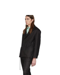 Eckhaus Latta Black Gloss Drawcord Blazer