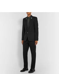 Givenchy Black Slim Fit Embroidered Wool And Mohair Blend Blazer