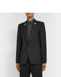 Givenchy Black Slim Fit Embroidered Wool And Mohair Blend Blazer