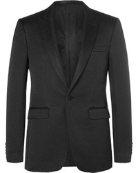 Burberry Black Slim Fit Faille Trimmed Cotton Blend Tuxedo Jacket