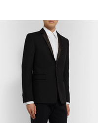 Fendi Black Slim Fit Woven Suit Jacket