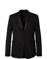 Fendi Black Slim Fit Woven Suit Jacket