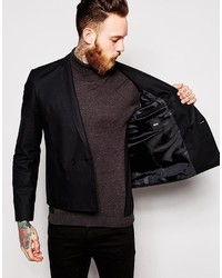Asos Brand Slim Fit Cropped Blazer In Poplin