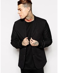 Asos Brand Slim Fit Jersey Blazer With Mesh Sleeves