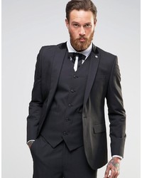 Asos Brand Slim Suit Jacket In Black Tonic