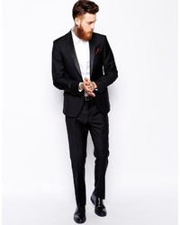 Asos Brand Slim Tuxedo Suit Jacket In 100% Wool