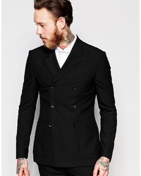 Asos Brand Super Skinny Double Breasted Suit Jacket In Black