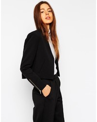 Asos Collection Cropped Twill Blazer With Zips