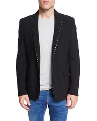 Versace Collection Studded Lapel Two Button Blazer Black