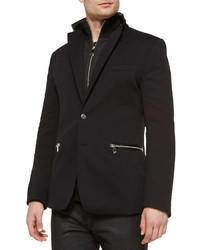 Versace Collection Two Button Sport Coat With Nylon Insert Black