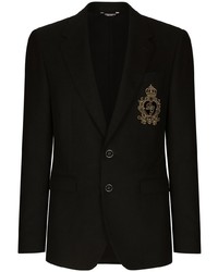 Dolce & Gabbana Embellished Crest Single Breasted Blazer