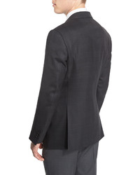 Armani Collezioni G Line Large Plaid Wool Sport Coat Black
