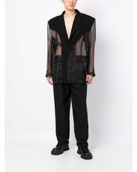Feng Chen Wang Mesh Panelled Single Breasted Blazer