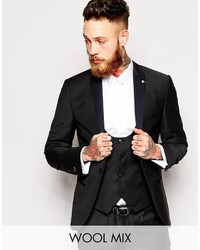Noose Monkey Noose Monkey Tuxedo Suit Jacket With Stretch And Contrast Satin Lapel In Super Skinny Fit