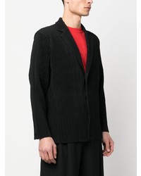 Issey Miyake Pleated Single Breasted Button Blazer