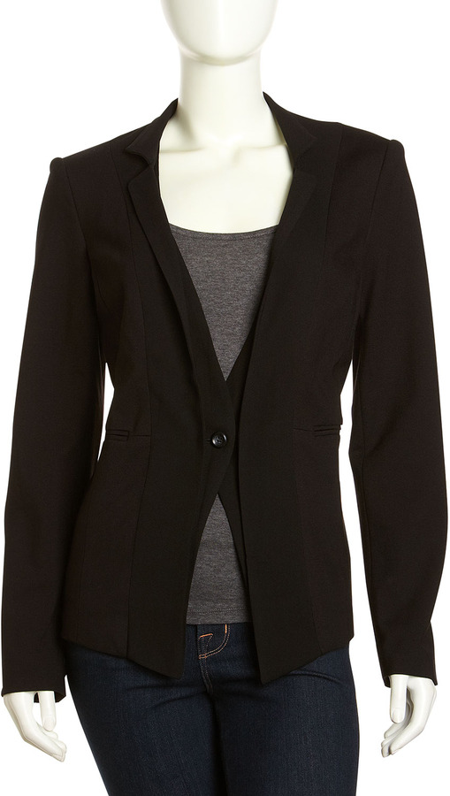 Neiman Marcus Ponte Boyfriend Blazer Black, $62 | Last Call by Neiman ...