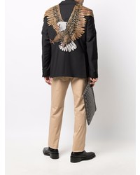 Philipp Plein Rhinestone Eagle Embellished Single Breasted Blazer