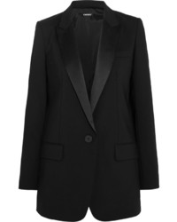 DKNY Satin Trimmed Stretch Wool Crepe Tuxedo Blazer